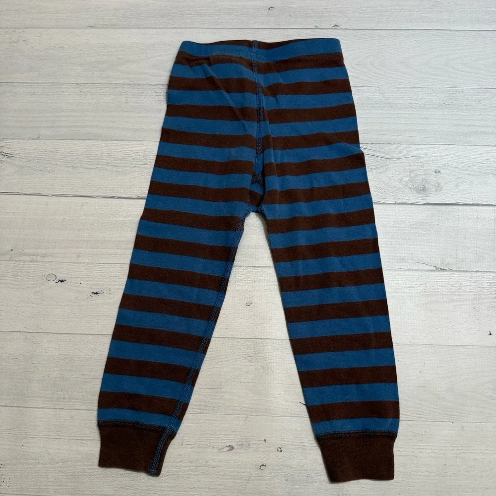 Hanna Andersson kids long John pajamas winter‎ tiger brown blue stripes 90/3